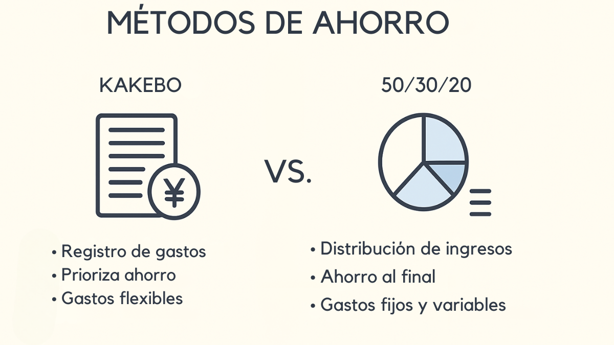 comparativa métodos de ahorro Kakebo vs regla 50/30/20